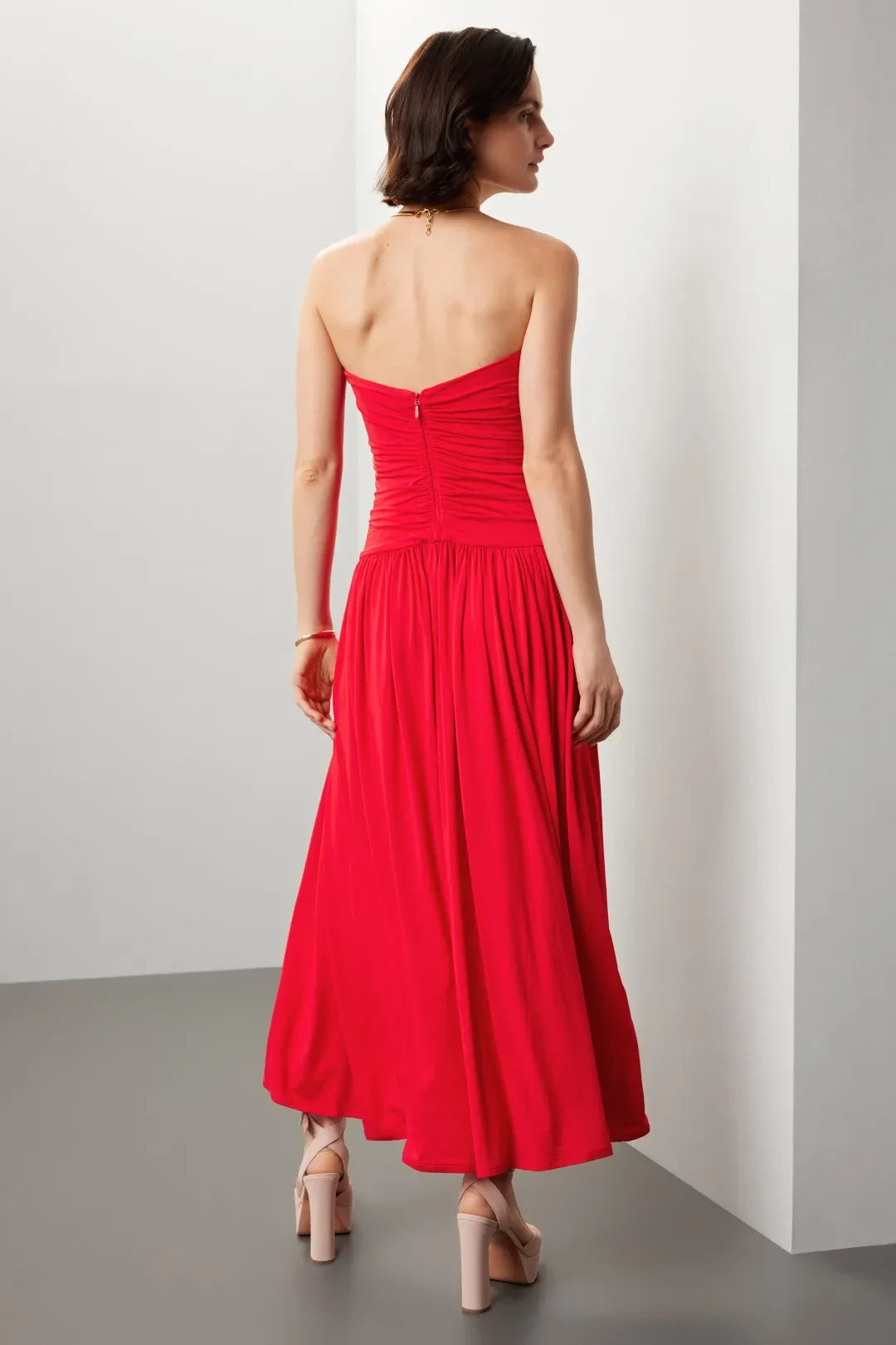 Romantic A Line Sweetheart Neck Sleeveless Open Back Midi Length Plus Size Prom Dress