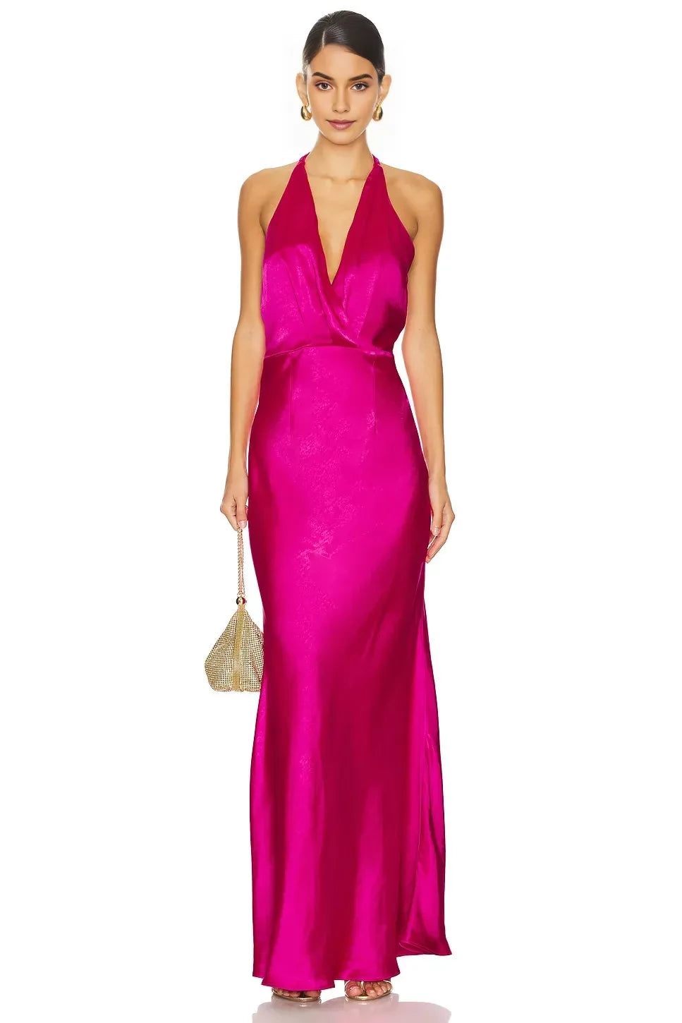 Fashion Mermaid Halter Neck Sleeveless Open Back Floor Length Evening Dress