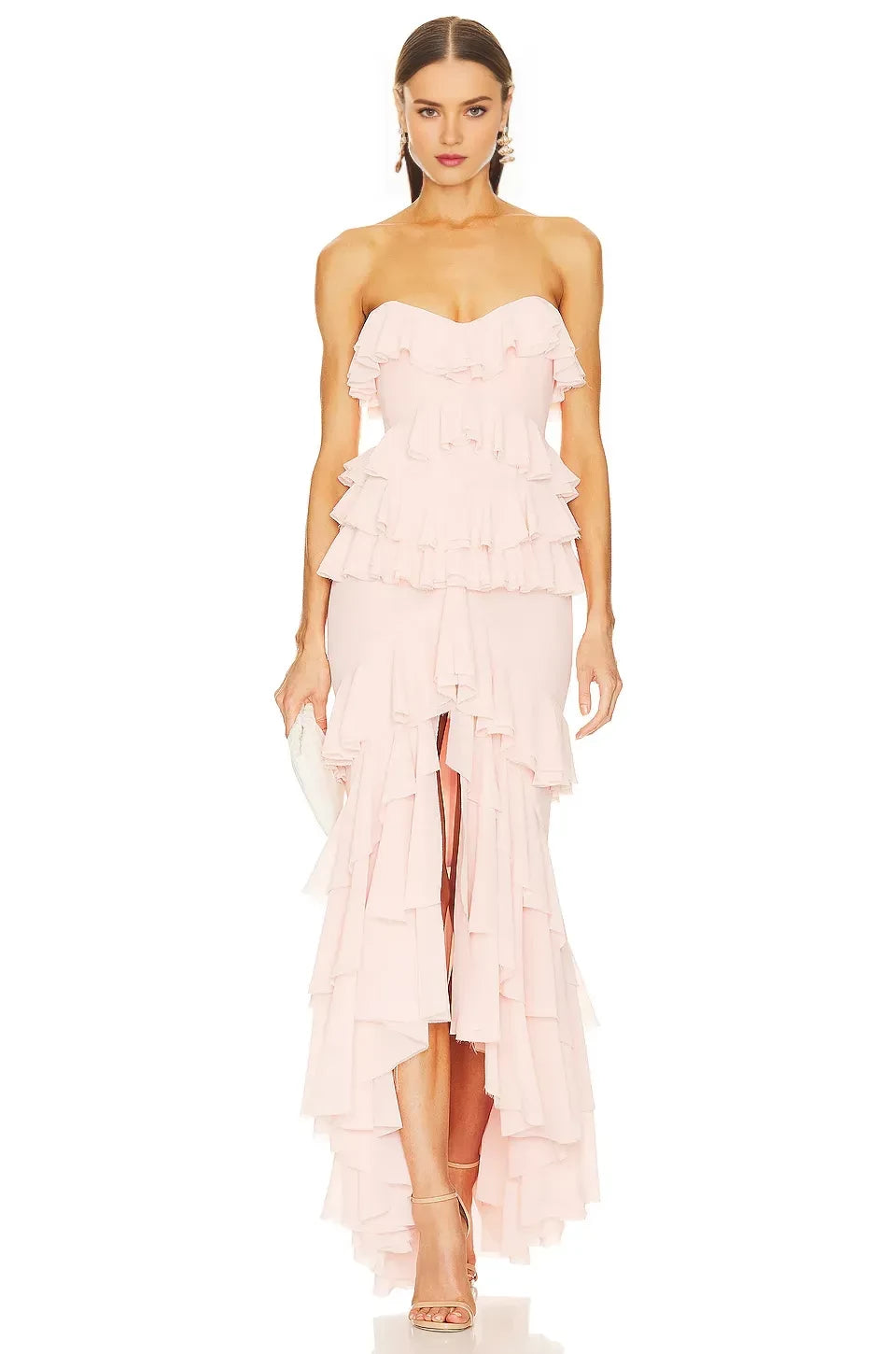 Fashion Mermaid Strapless Sleeveless Open Back Floor Length Evening Dress