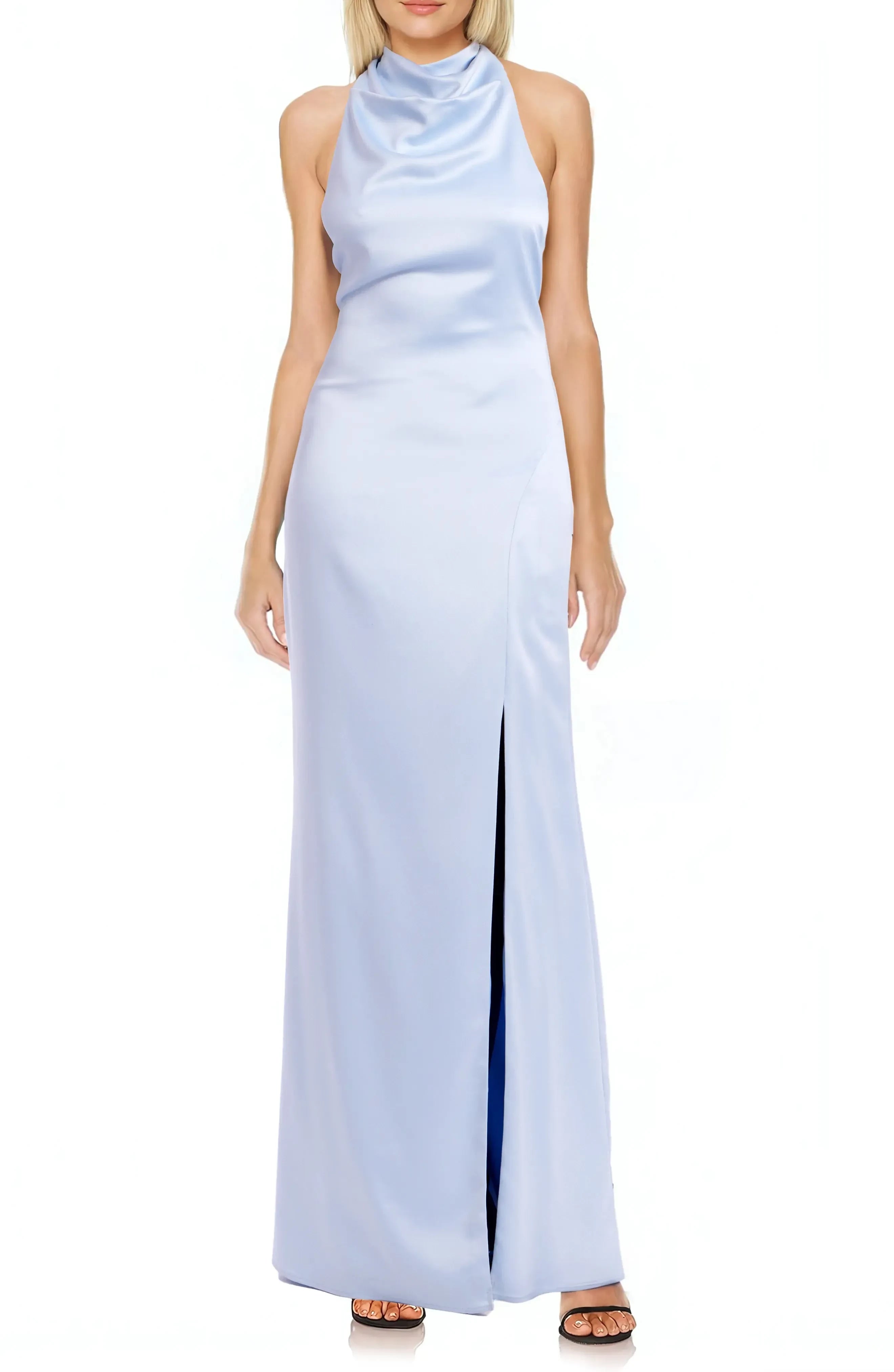 Fashion Sheath Halter Neck Sleeveless Tie Back Floor Length Evening Dress