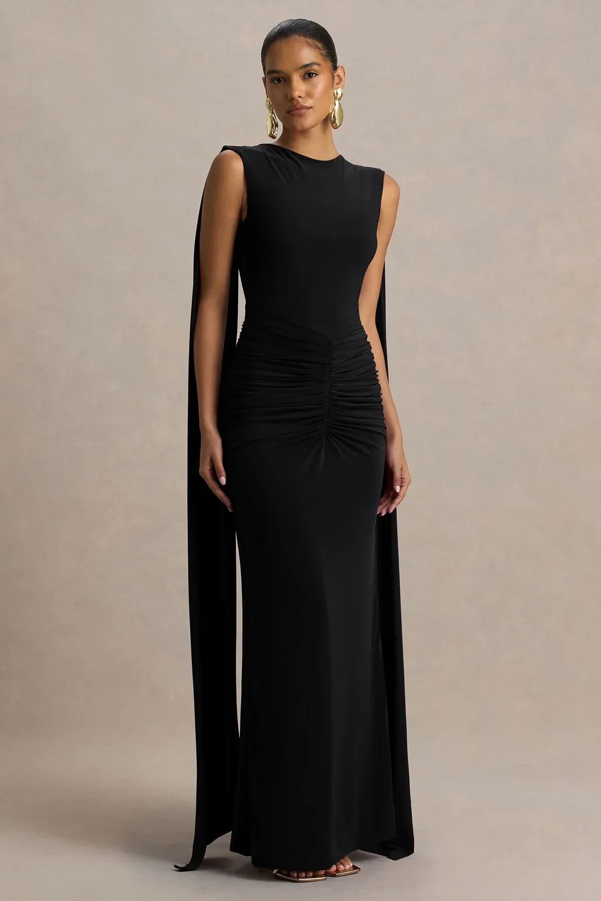 Fashionable Sheath High Neck Sleeveless Open Back Floor Length Evening Dress