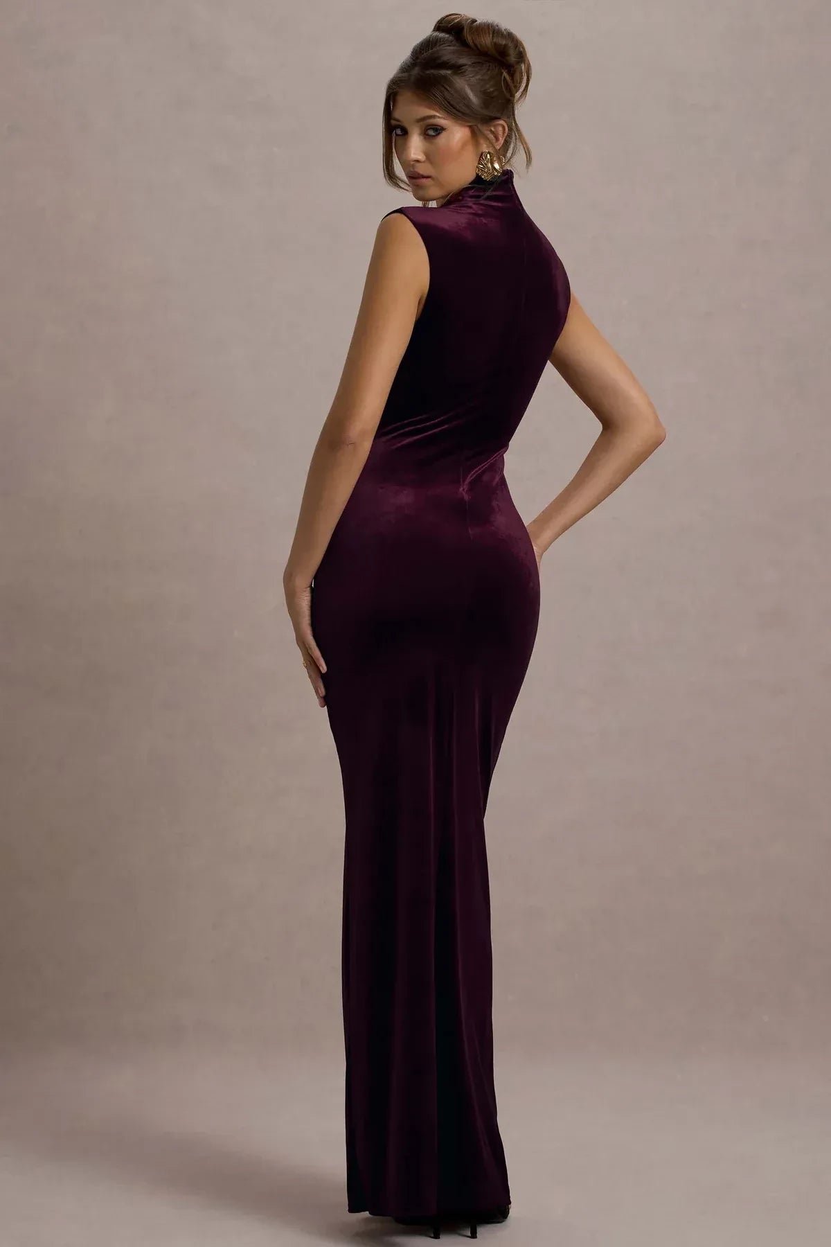 Fashionable Sheath High Neck Sleeveless Ruched Back Floor Length Evening Dress