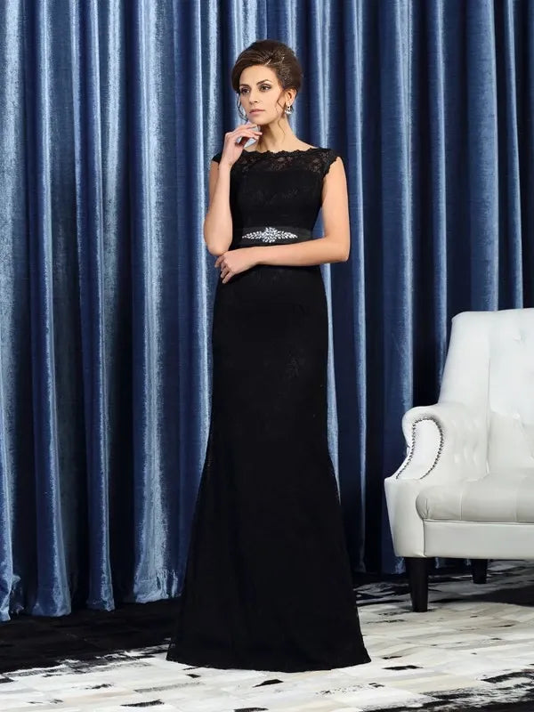 Floor-Length Sheath Lace Bateau Sleeveless With Beading Mother of the Bride Dresses