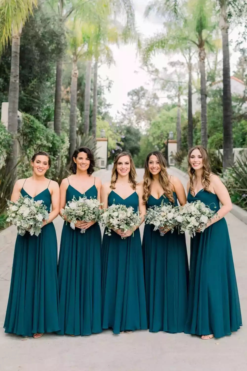 Floor-Length sleeveless Chiffon Emerald Green Bridesmaid Dresses Wedding Guest Dress