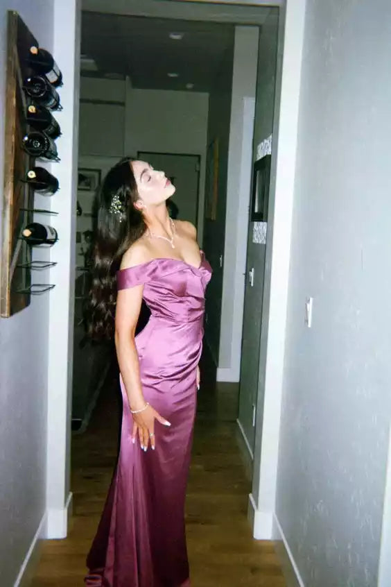 Floor length Long Prom Dress Off The Shoulder Evening Gown