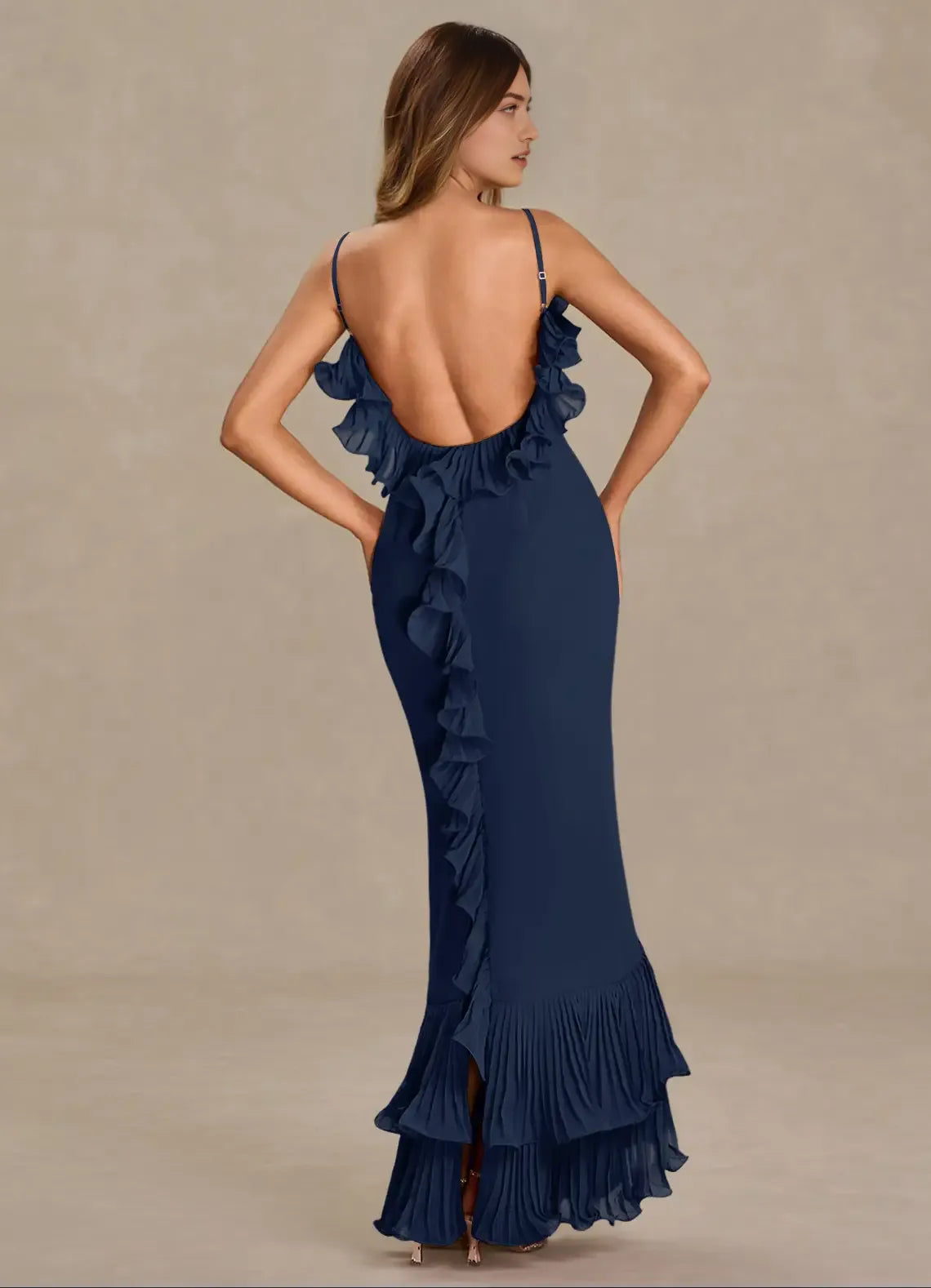 Flowing Mermaid Sweetheart Spaghetti Strap Deep V Back Floor Length For Sale Prom Dress