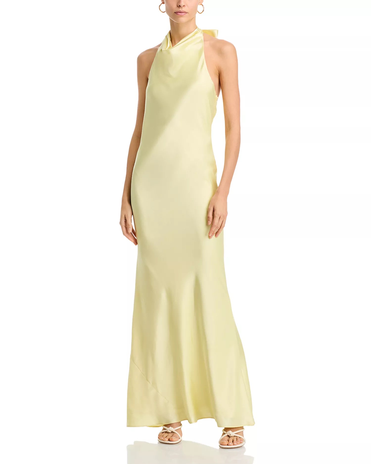 Flowing Sheath Halter Neck Sleeveless Bow Back Floor Length For Sale Prom Dress