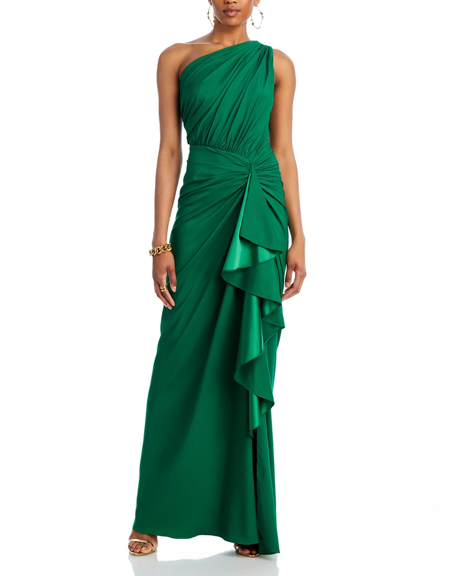 Fluid Sheath One Shoulder Sleeveless Ruched Back Floor Length For Women Prom Dress