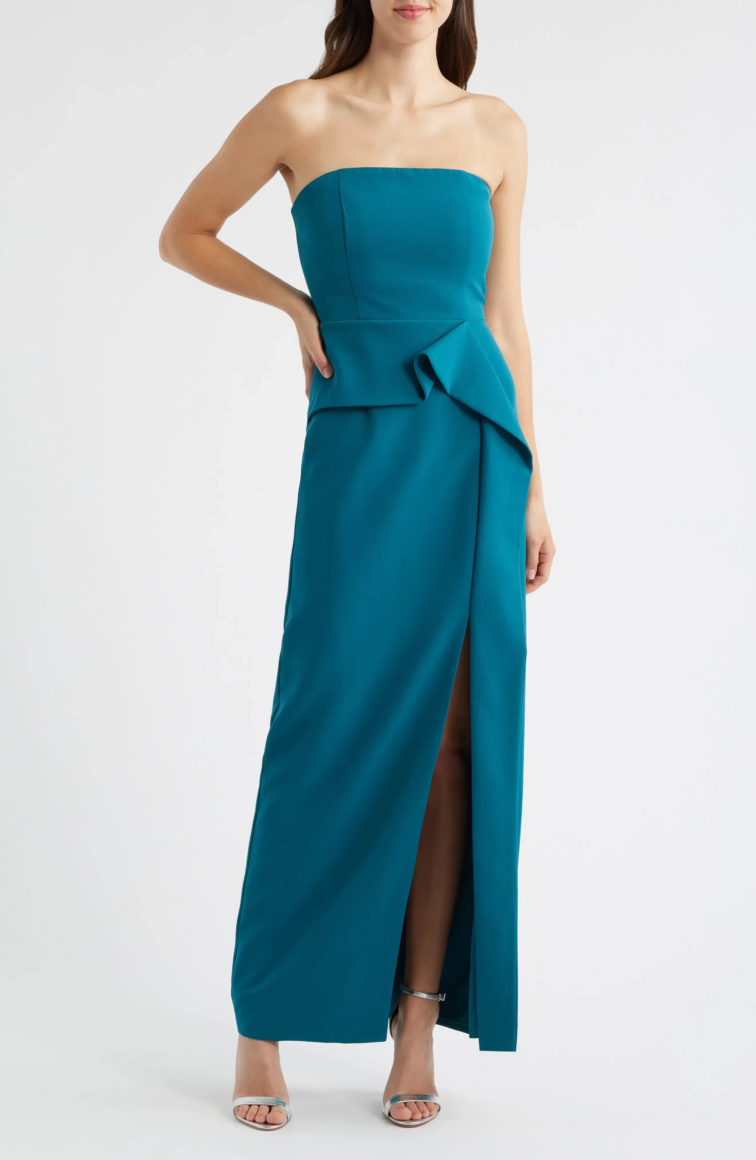 Formal Sheath Strapless Sleeveless Zipper Back Floor Length Evening Dress