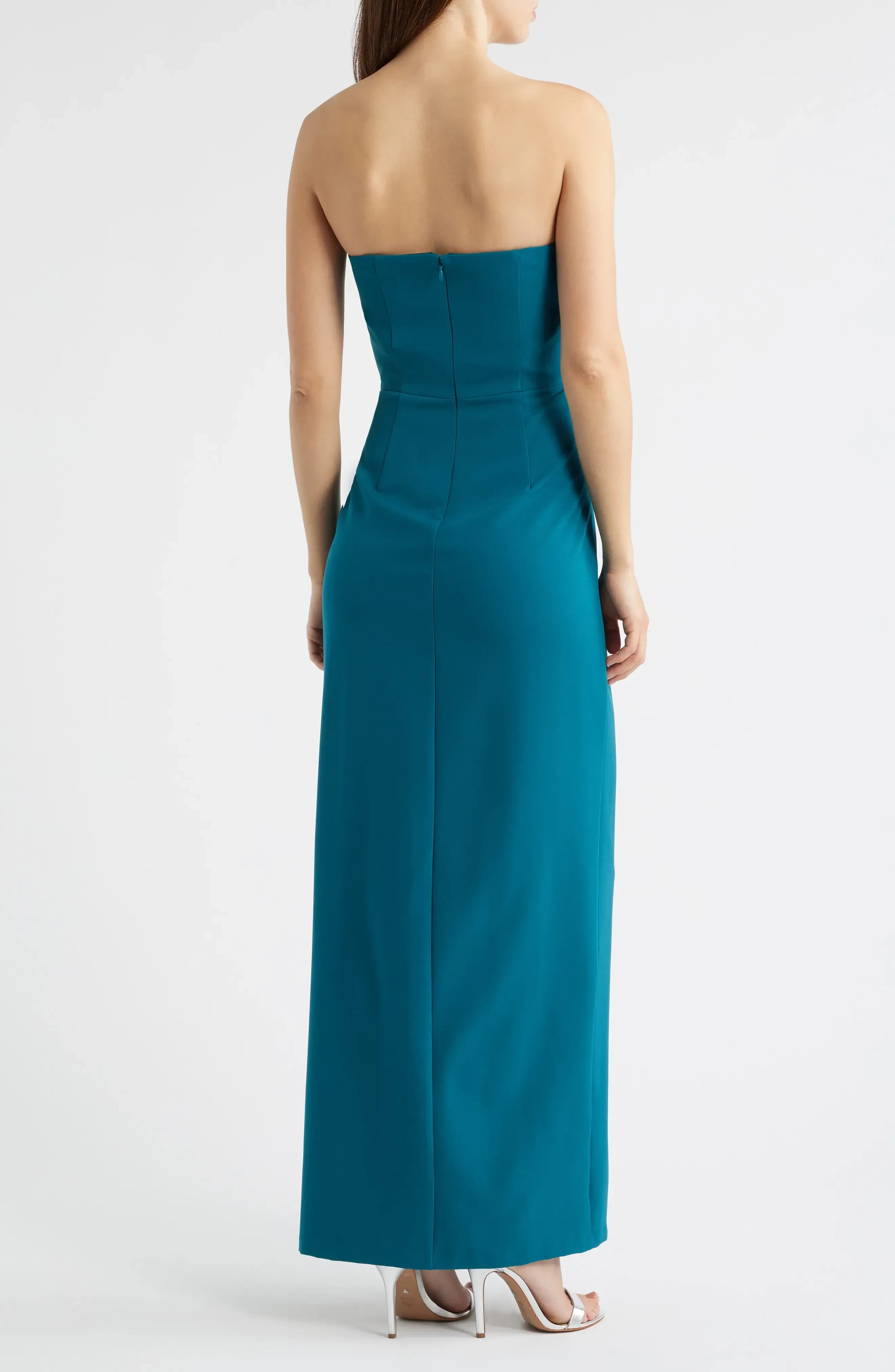 Formal Sheath Strapless Sleeveless Zipper Back Floor Length Evening Dress