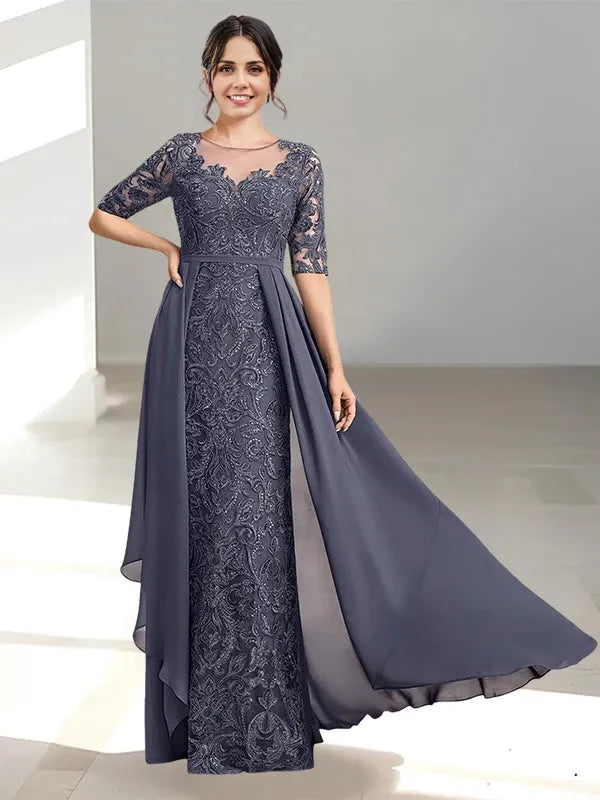 Formal A-Line Scoop Applique Floor-Length Mother of the Bride Dresses