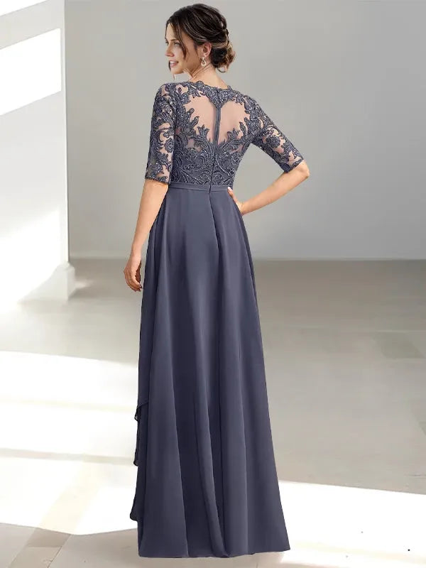 Formal A-Line Scoop Applique Floor-Length Mother of the Bride Dresses