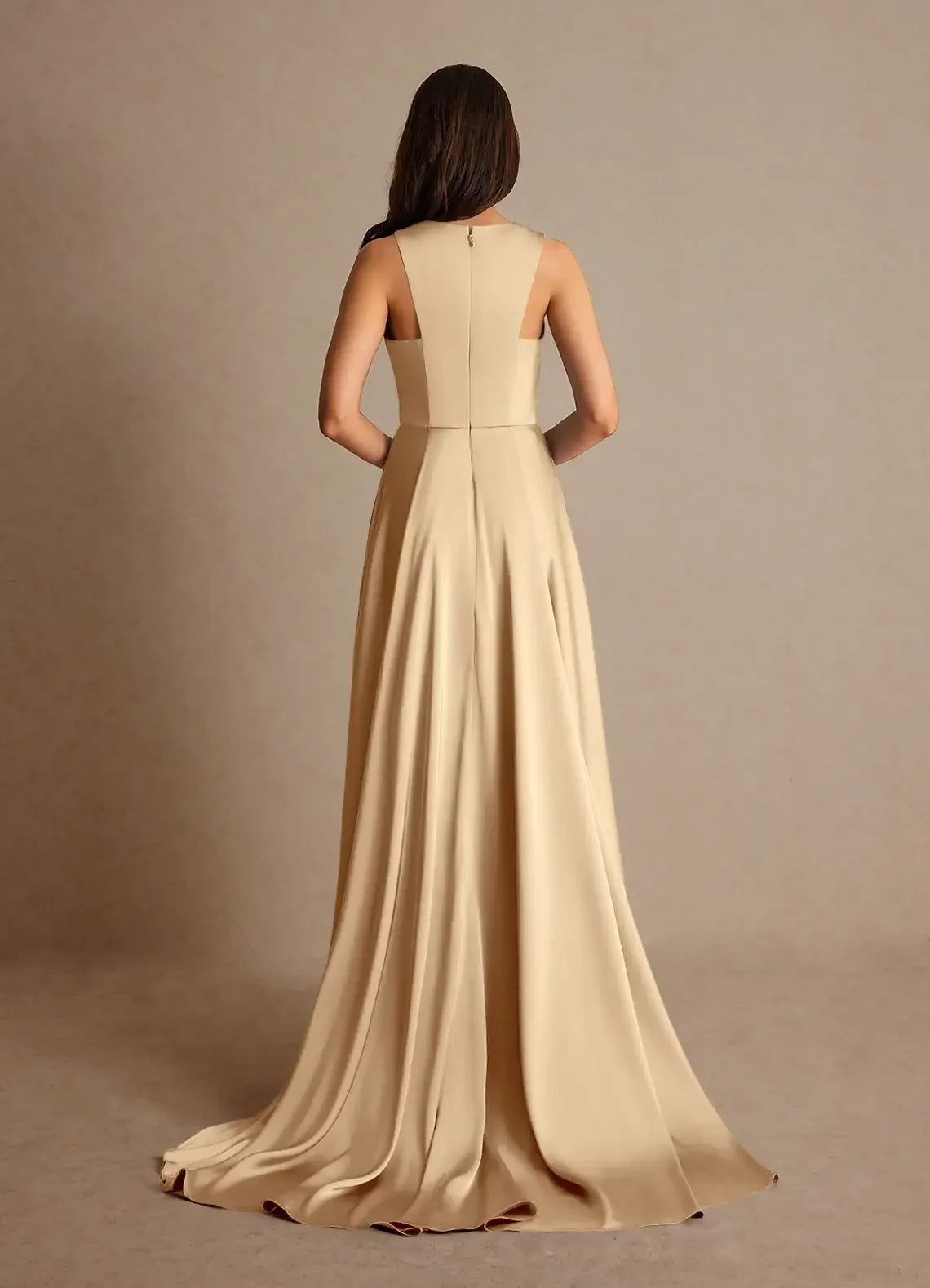 Glamorous A Line Boat Neck Sleeveless Zipper Back High Low Mother of the Bride Dress