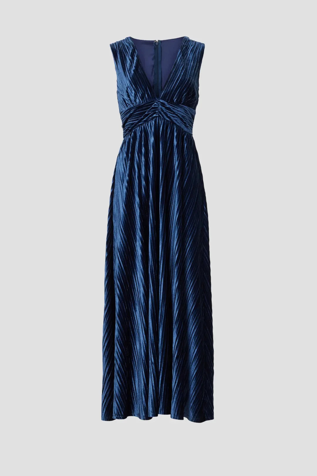 Glamorous A Line Plunge Neck Sleeveless Ruched Waist Floor Length Plus Size Prom Dress