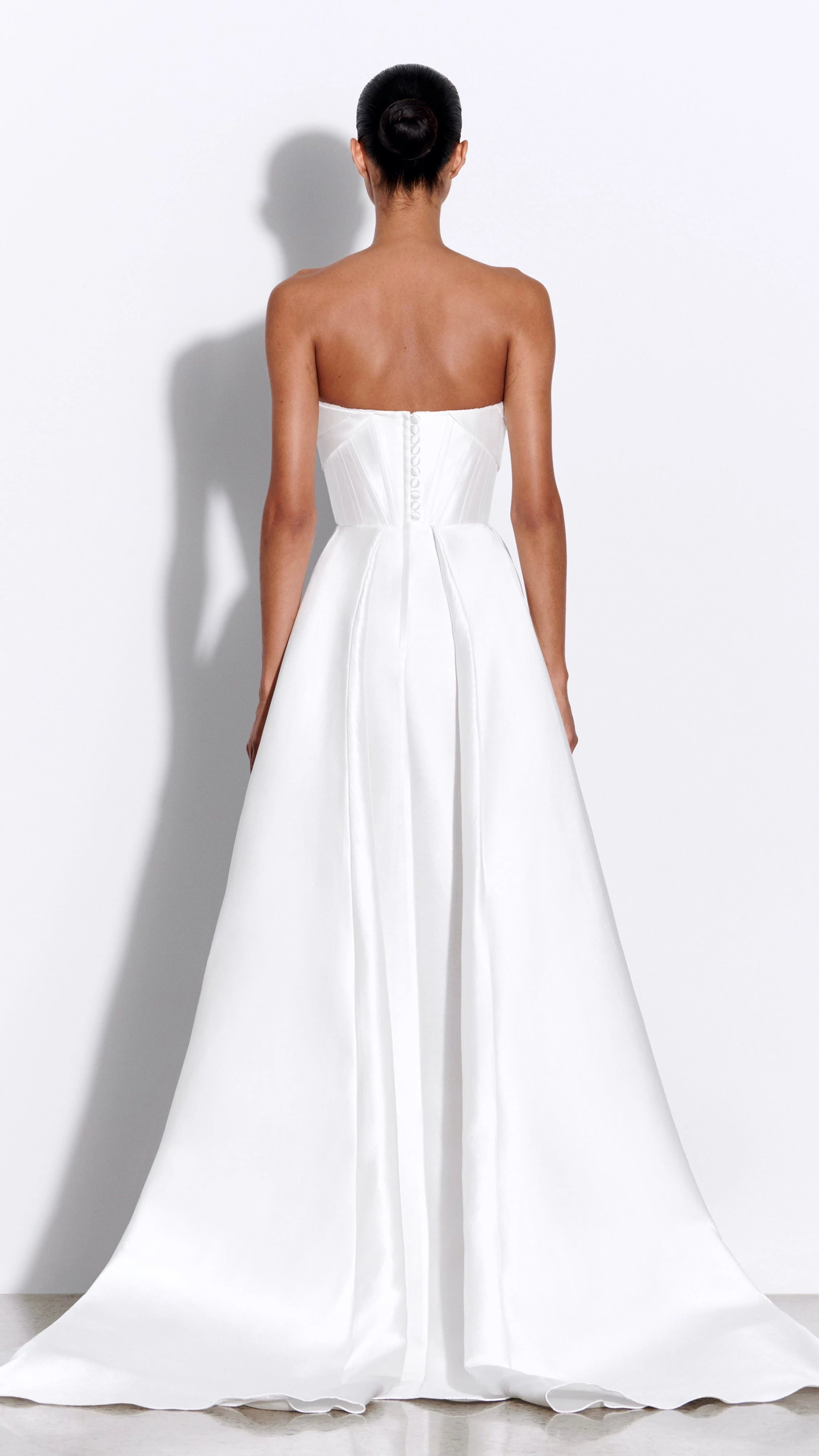 Glamorous A Line Strapless Sleeveless Button Back Floor Length Wedding Dress