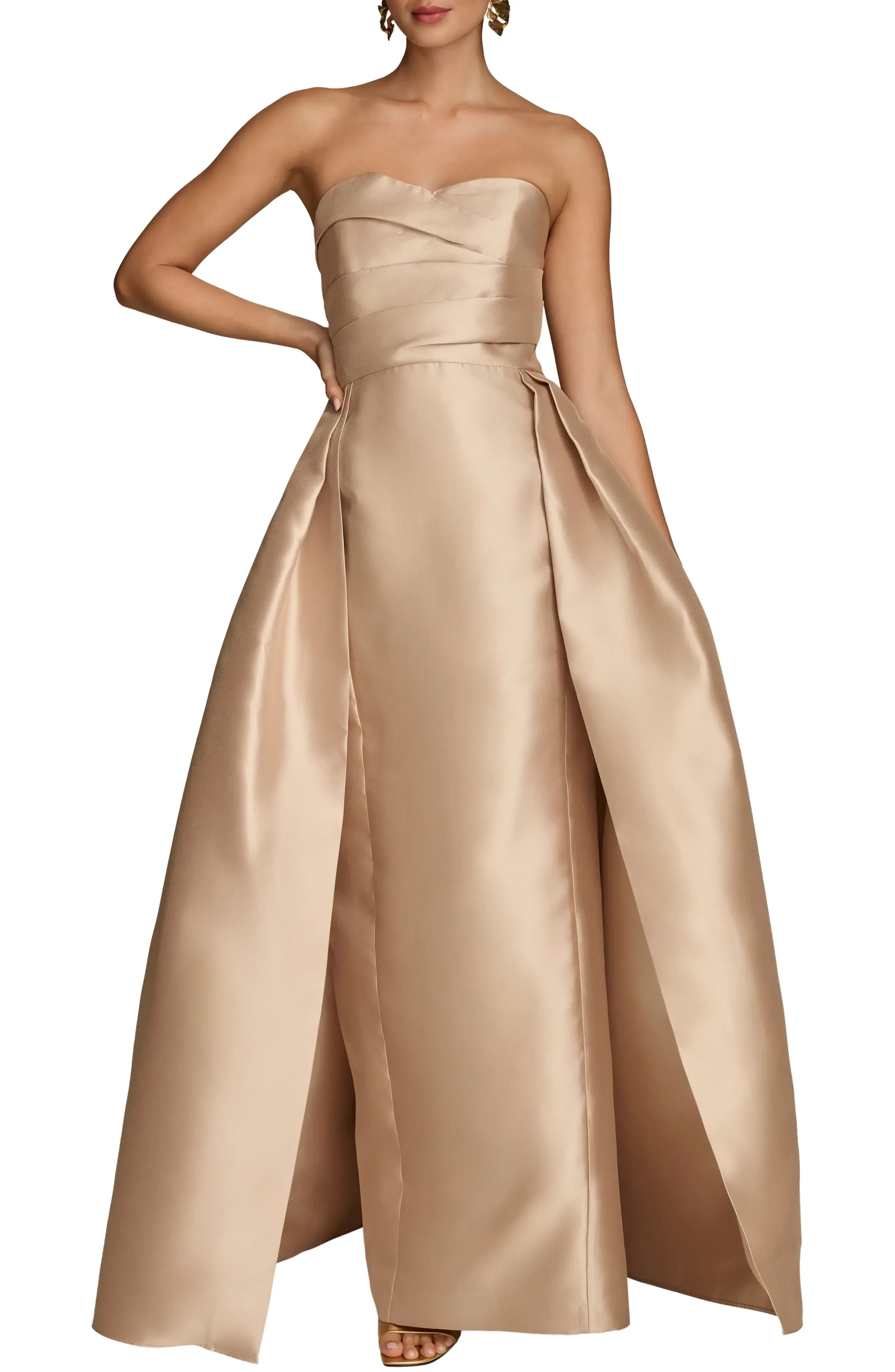 Glamorous A Line Strapless Sleeveless Zipper Back Floor Length Evening Dress