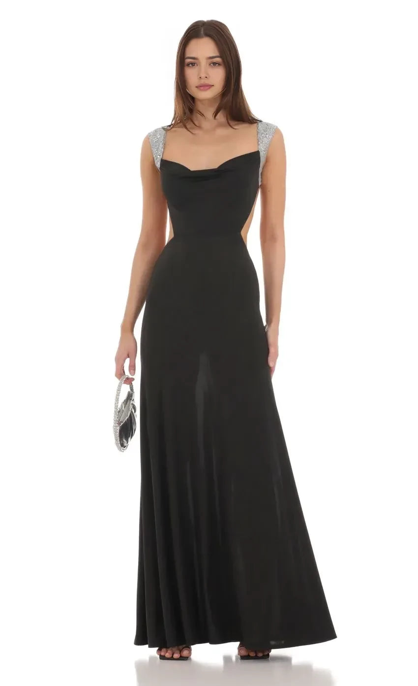 Glamorous A Line Sweetheart Neck Sleeveless Tie Back Floor Length Evening Dress
