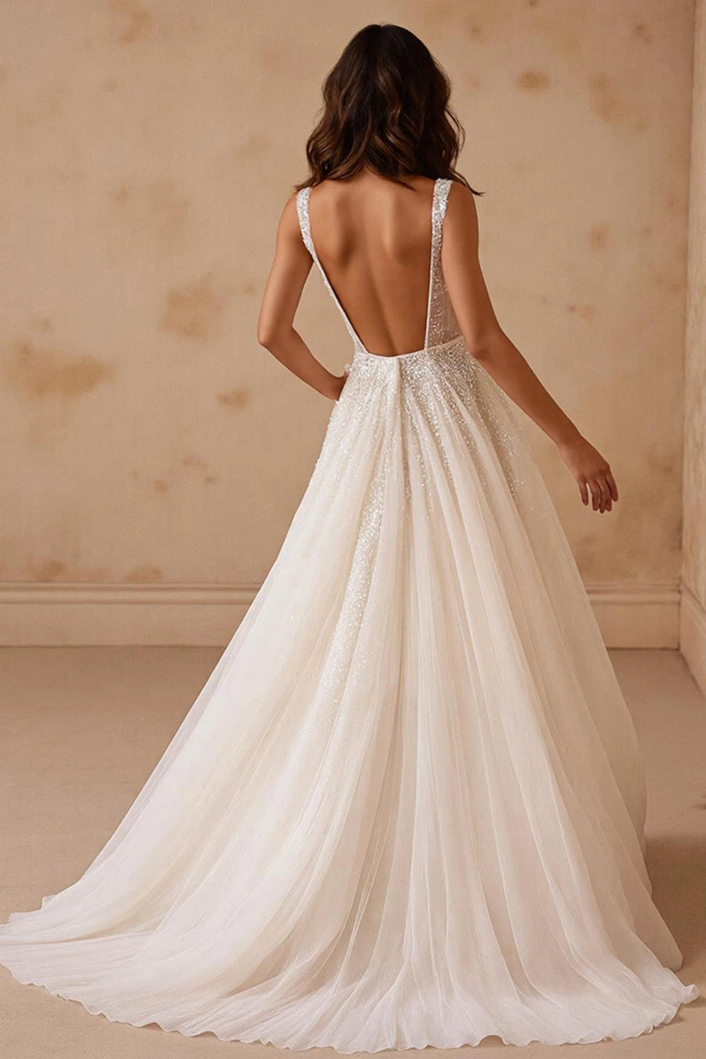 Glamorous Ball Gown Sweetheart Neck Sleeveless Open Back Floor Length Wedding Dress