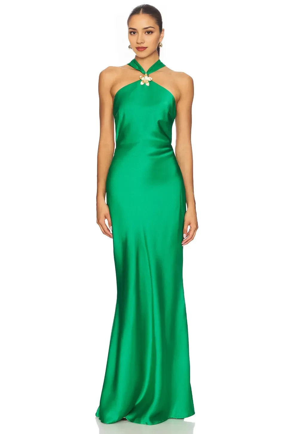 Glamorous Mermaid Halter Neck Sleeveless Open Back Floor Length Evening Dress