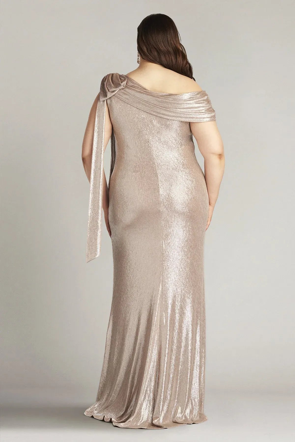 Glamorous Mermaid One Shoulder Sleeveless Draped Back Floor Length Plus Size Evening Dress