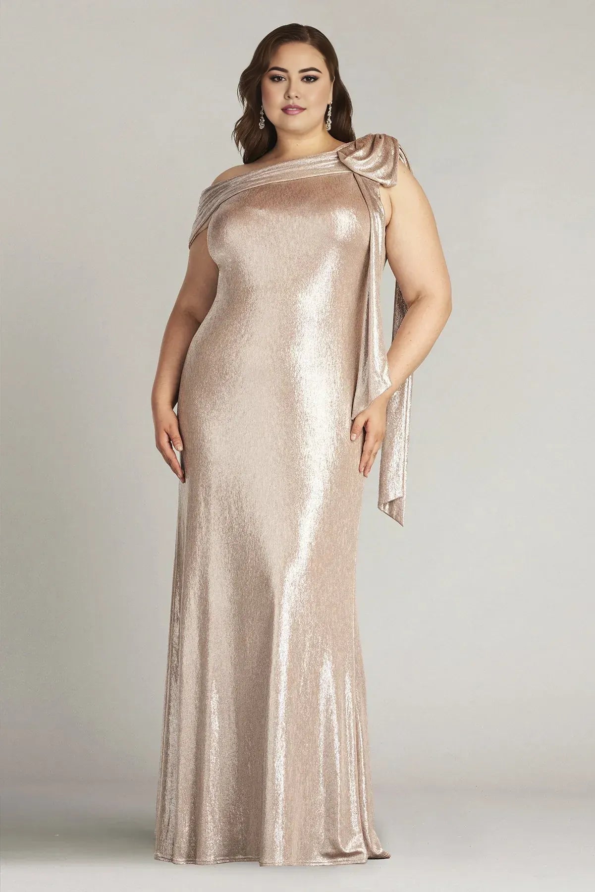 Glamorous Mermaid One Shoulder Sleeveless Draped Back Floor Length Plus Size Evening Dress