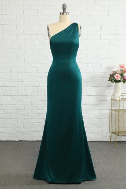 Glamorous Mermaid One Shoulder Sleeveless Open Back Evening Dress Homecoming Dress