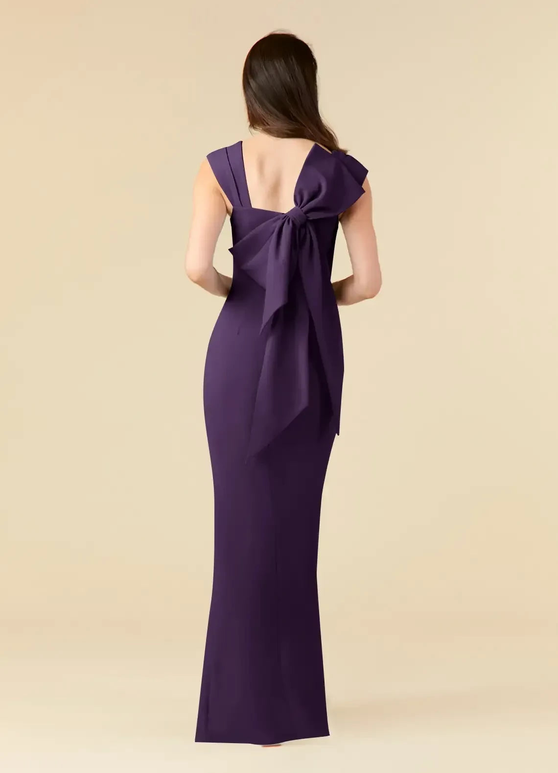 Glamorous Mermaid Square Neck Cap Sleeve Bow Back Floor Length Mother of the Bride Dress