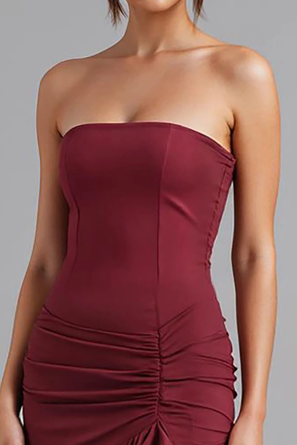 Glamorous Mermaid Strapless Sleeveless Lace Up Back Evening Dress Homecoming Dress