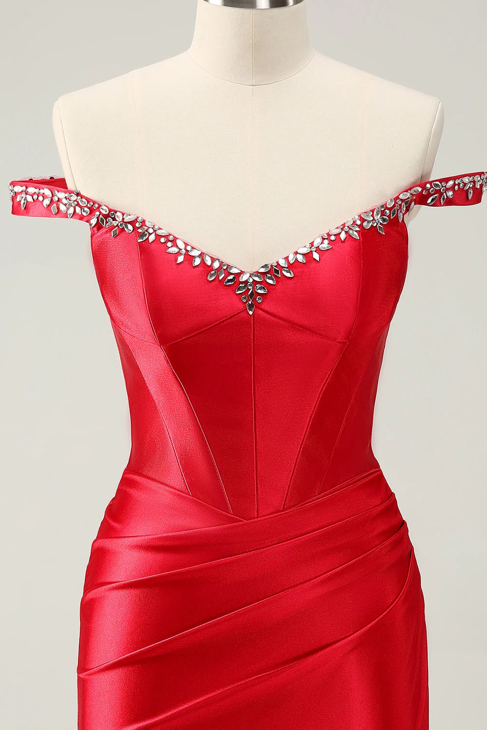 Glamorous Off-Shoulder Rhinestone-Embellished Bodycon Mini Party Dress Homecoming Dress