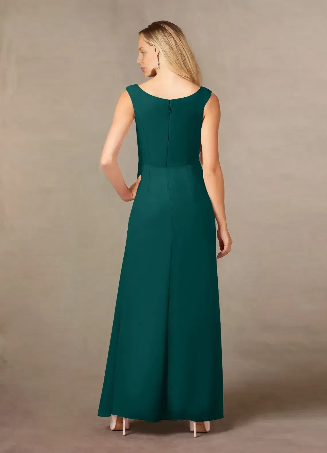 Glamorous Sheath Boat Neck Sleeveless Zipper Back Floor Length Mother of the Bride Dress