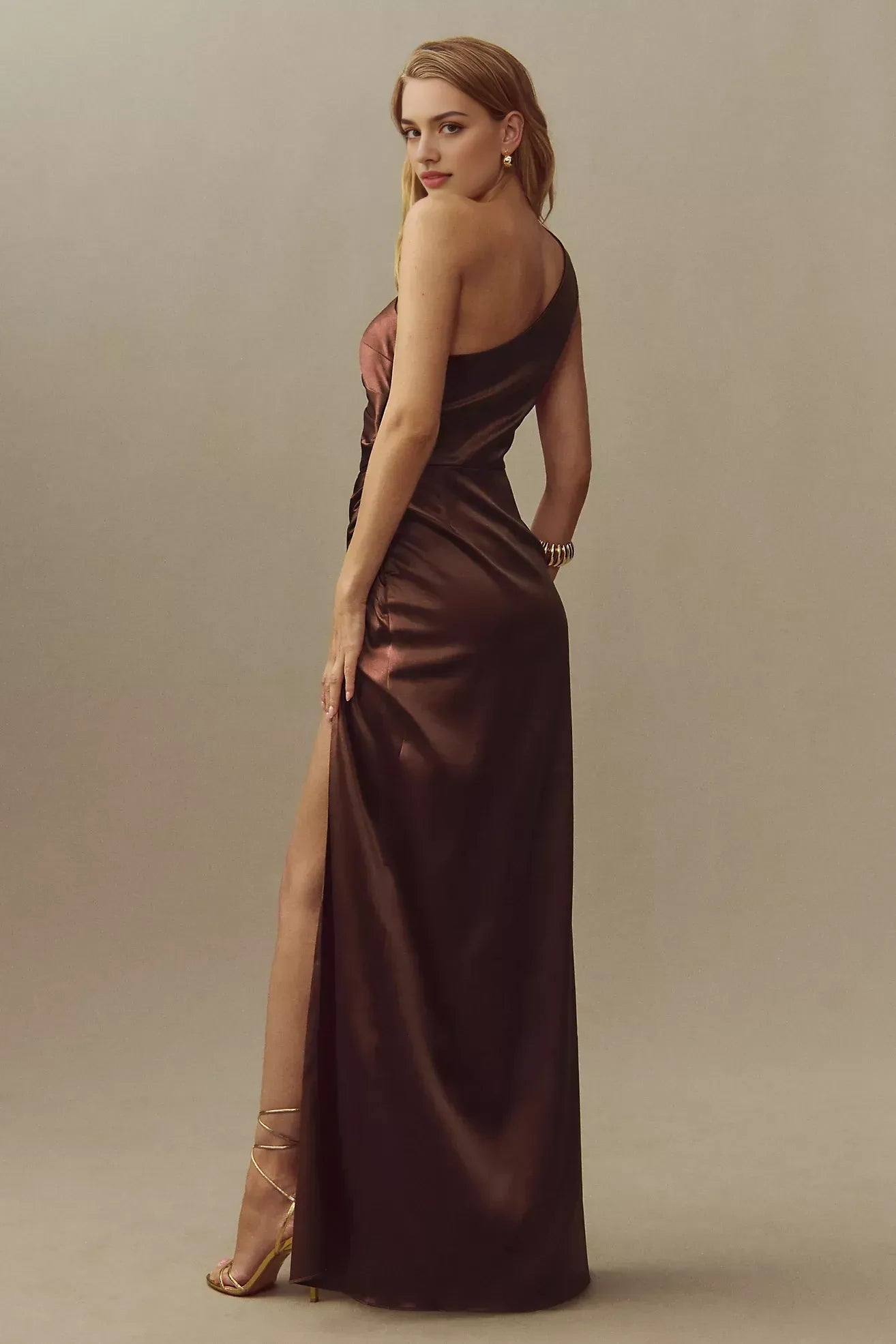 Glamorous Sheath One Shoulder Sleeveless Open Back Floor Length Evening Dress