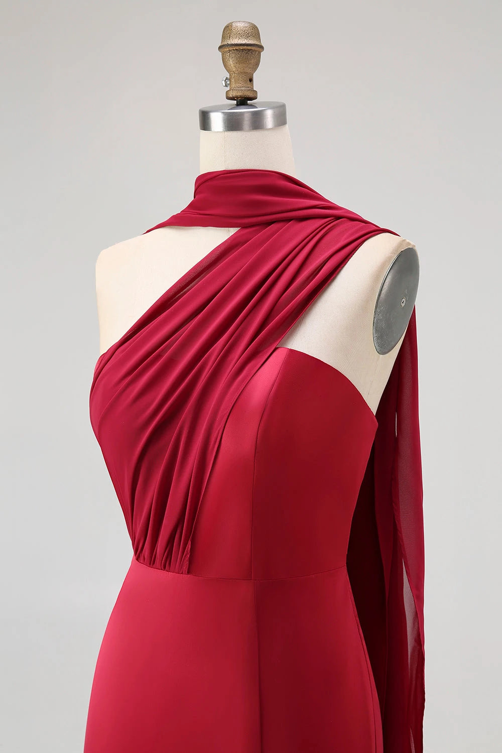 Glamorous Sheath One Shoulder Sleeveless Open Back Floor length Evening Dress Homecoming Dress