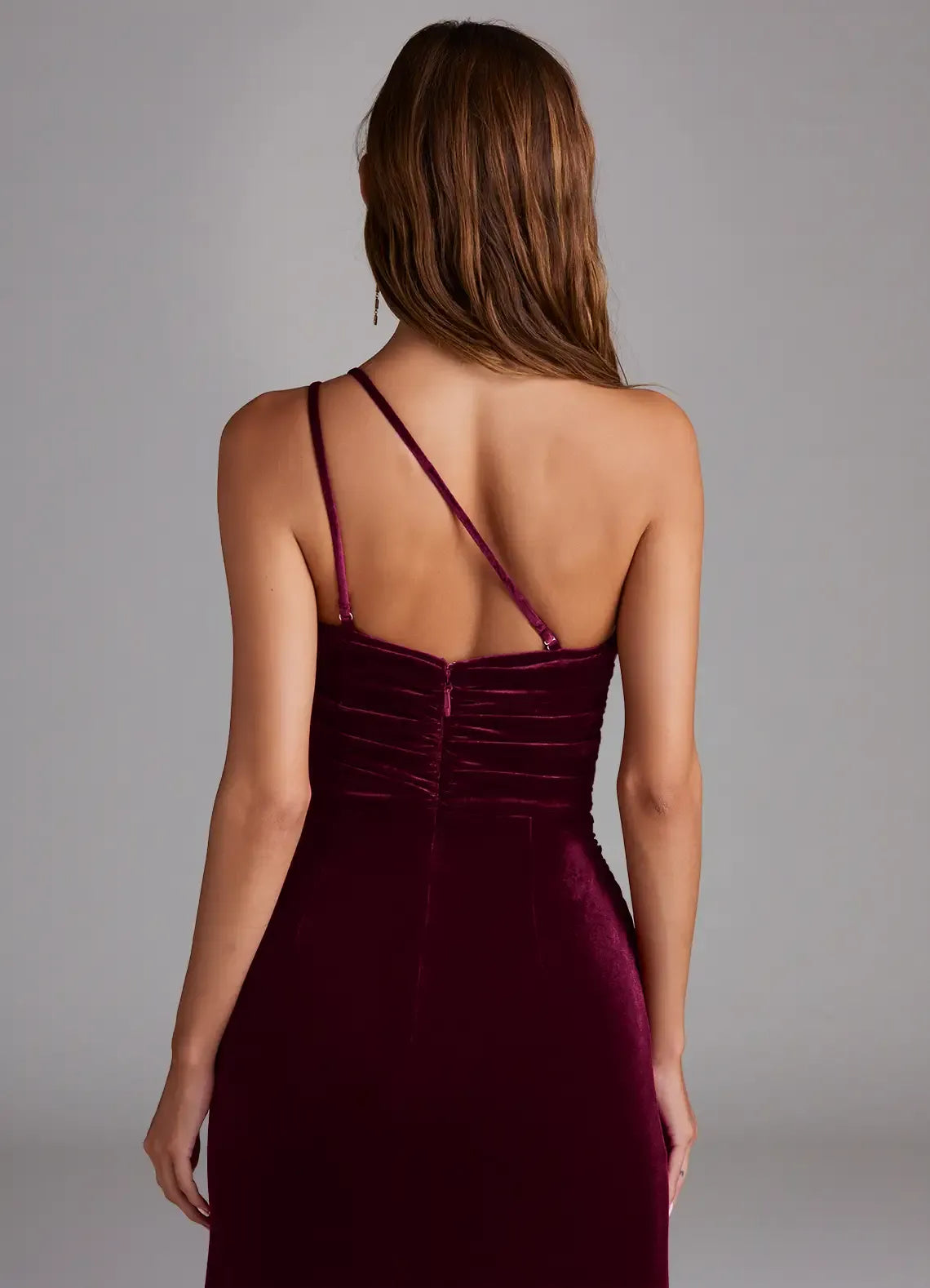 Glamorous Sheath One Shoulder Sleeveless Zip Back Floor Length Bridesmaid Dress ﻿