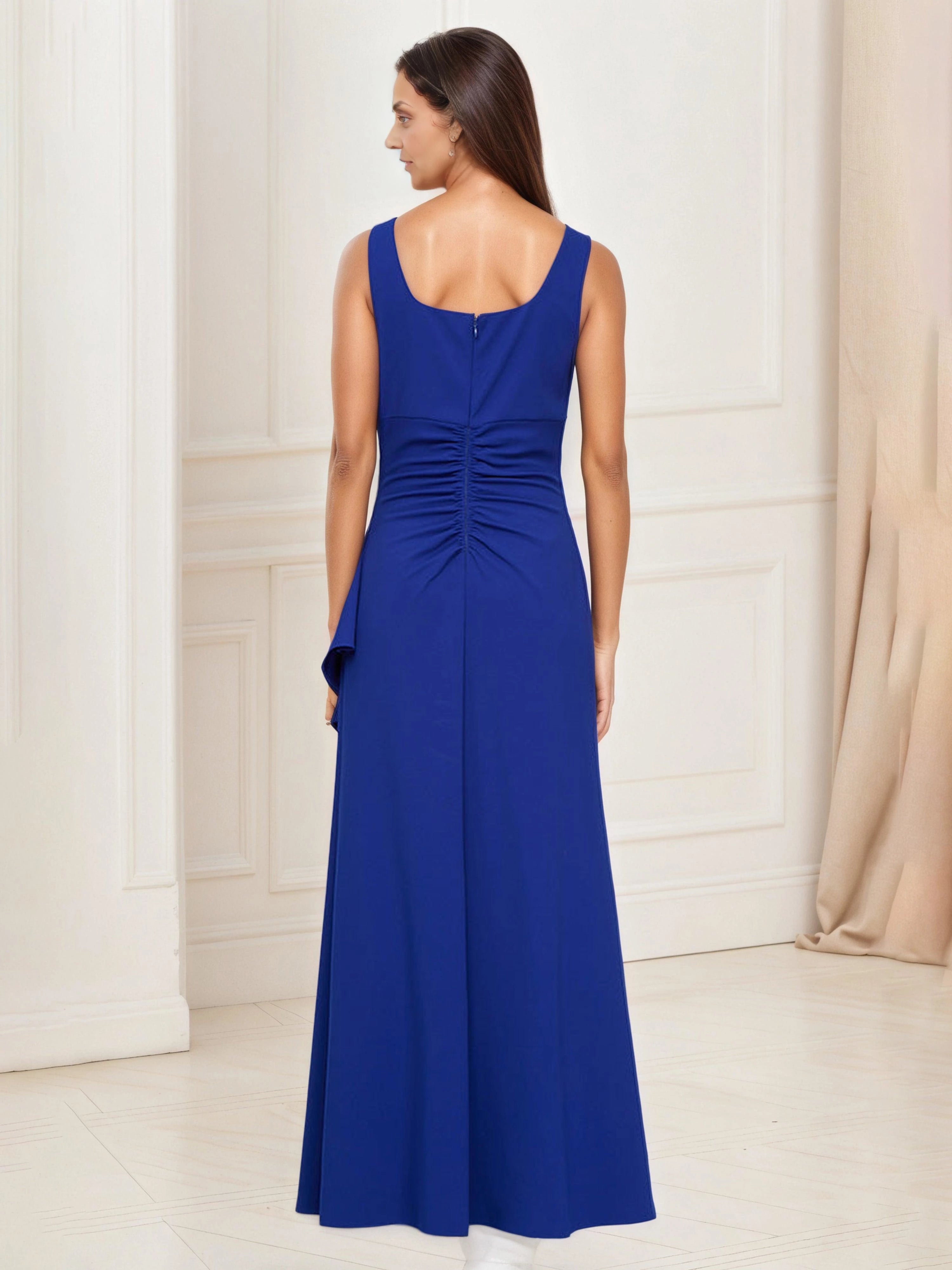 Glamorous Sheath Square Neck Sleeveless Zip Back Floor Length Mother of the Bride Dress