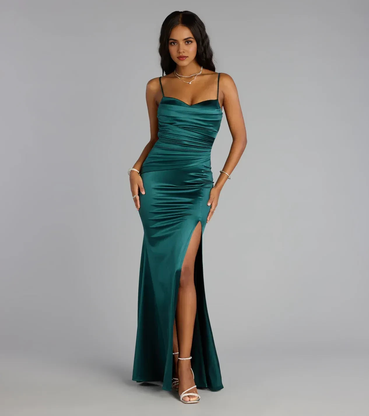Glamorous Sheath Sweetheart Neck Spaghetti Strap Open Back Floor Length Prom Dress