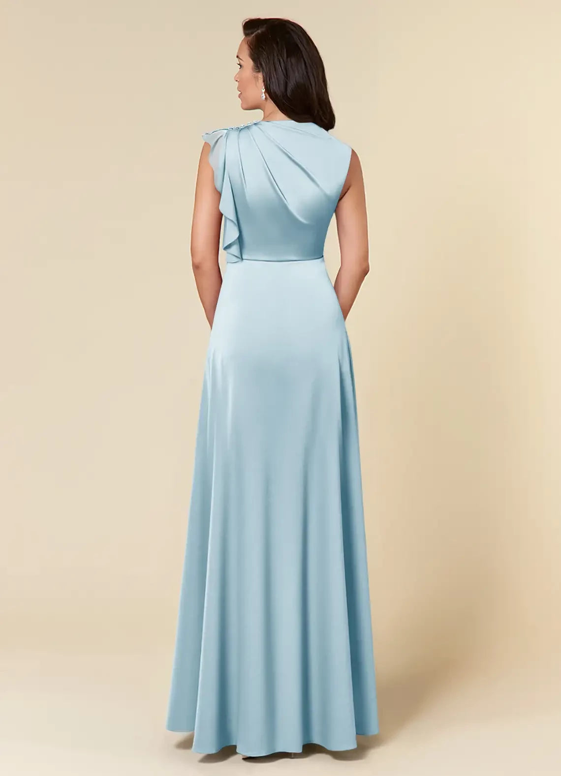 Glamorous Trumpet High Neck Sleeveless Zip Back Floor Length Mother of the Bride Dress