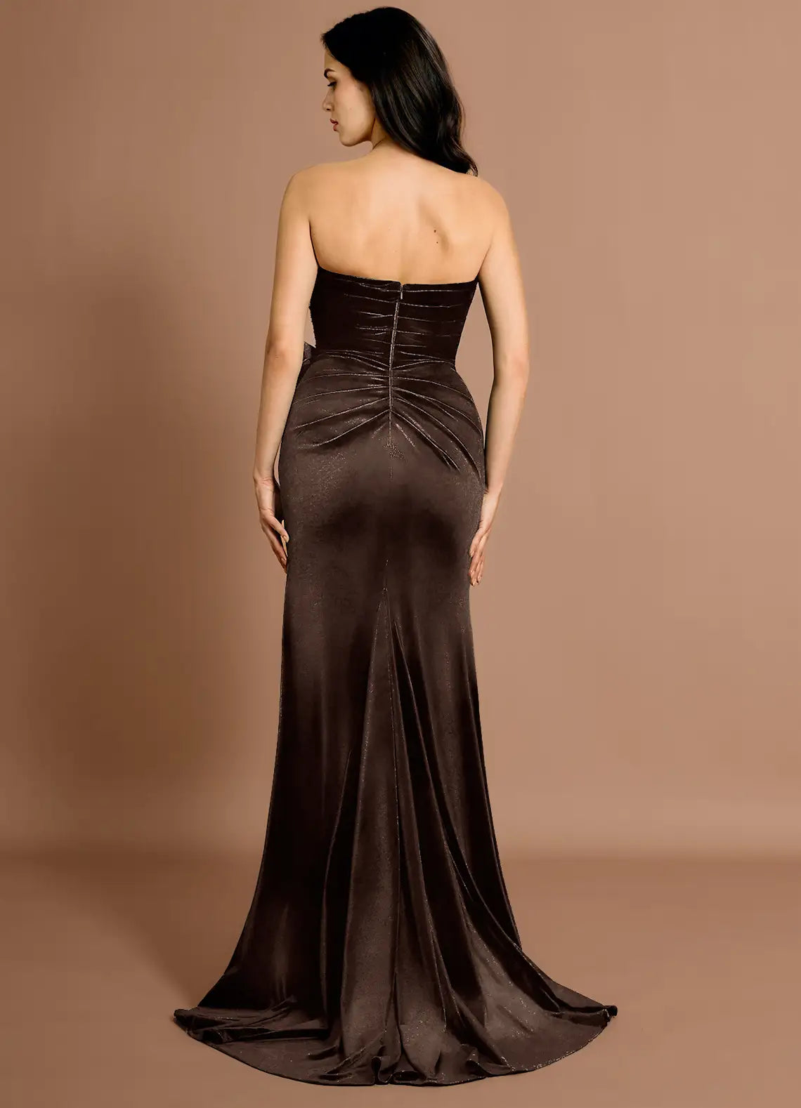 Glitter Velvet Convertible Strap Mermaid Bow Waist Open Back Train High Slit Floor Length For Sale Prom Dress