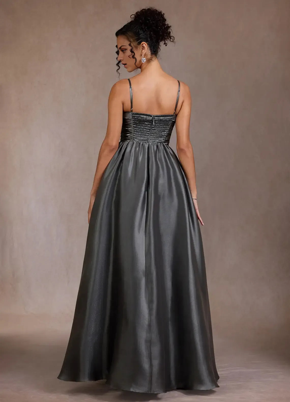 Glossy Ballgown Square Neck Sleeveless Open Back Floor Length Hot sale Prom Dress