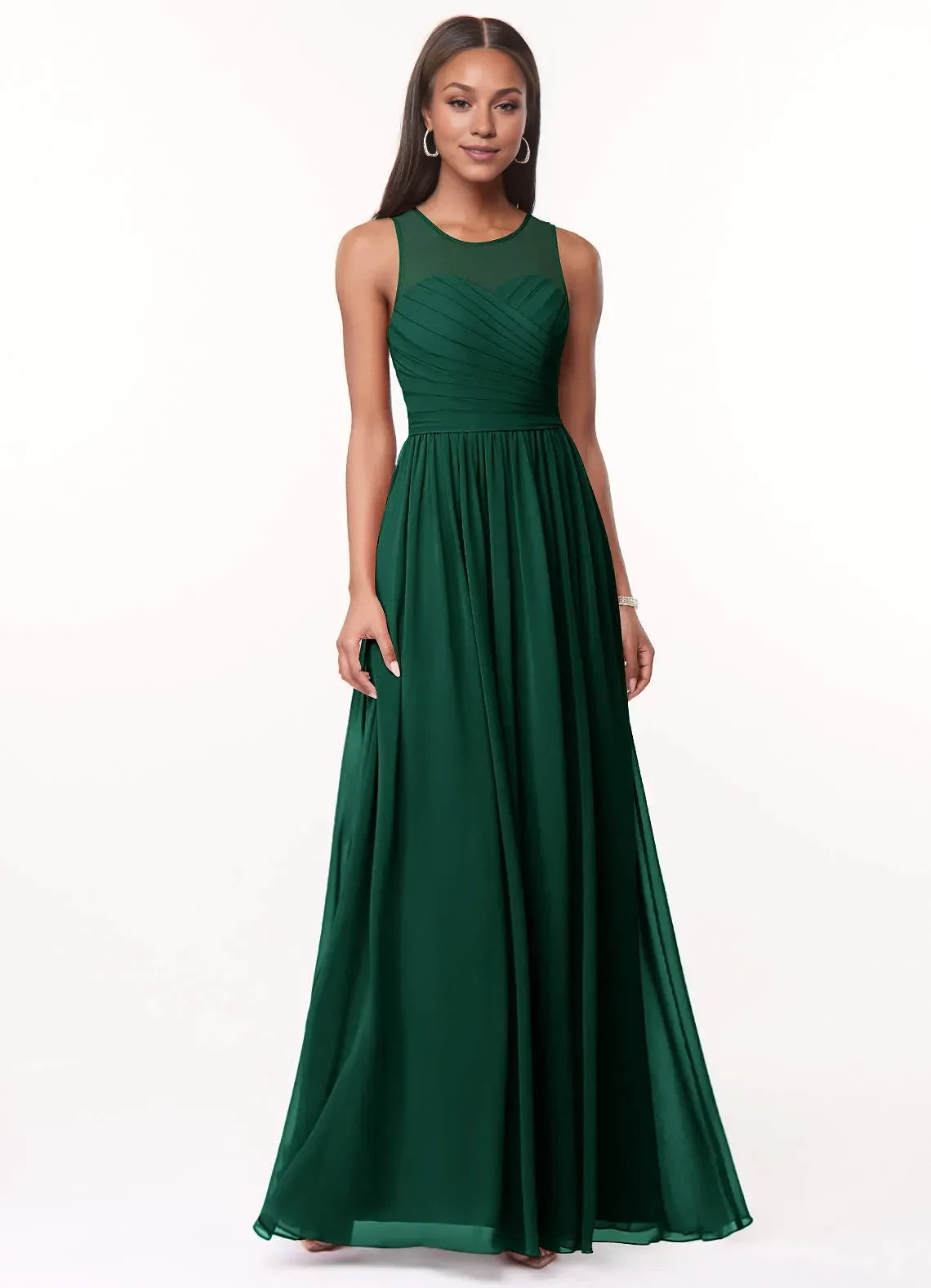 Gorgeous A Line Round Neck Sleeveless Keyhole Back Floor Length Bridesmaid Dress ﻿