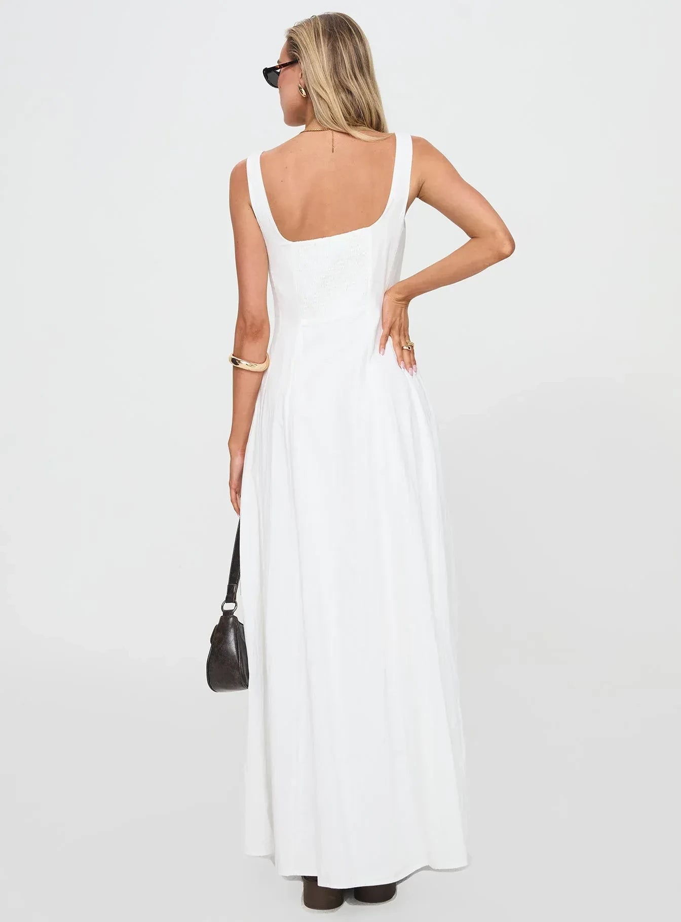 Gorgeous A Line Square Neck Sleeveless Scoop Back Floor Length Evening Dress