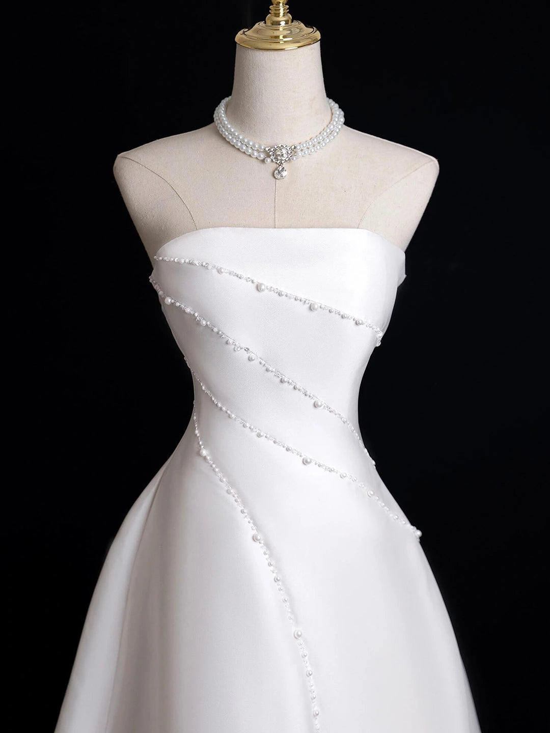 Gorgeous A  Line Strapless Sleeveless Zipper Back Maxi Wedding Dress