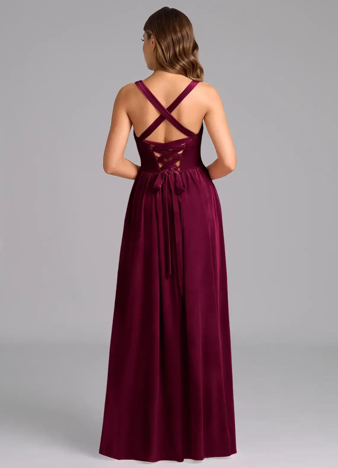 Gorgeous A Line Sweetheart Neck Sleeveless Criss Cross Lace Up Back Floor Length Bridesmaid Dress ﻿