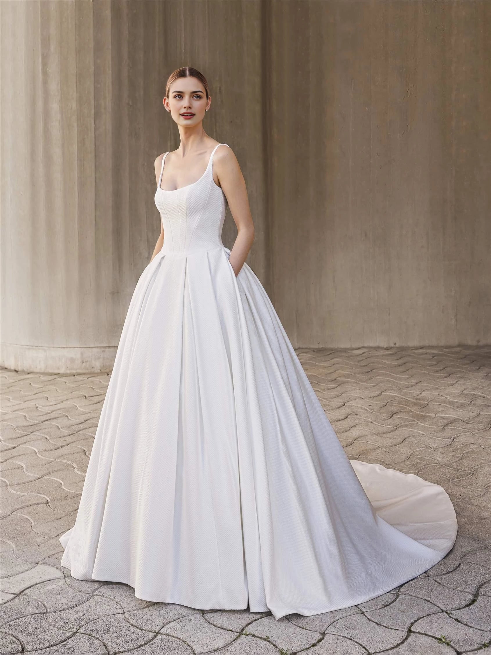 Gorgeous Ball Gown Square Neck Sleeveless Button Back Floor Length Wedding Dress