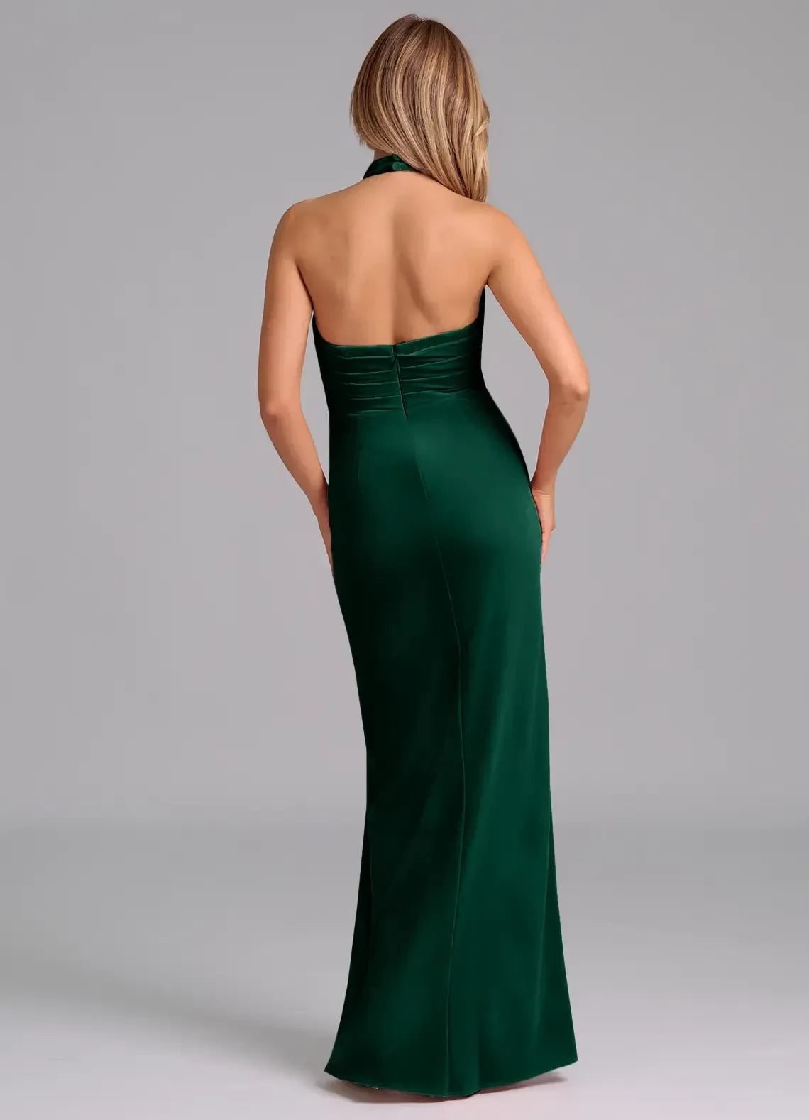 Gorgeous Halter Neck Sleeveless Open Back Floor Length Bridesmaid Dress