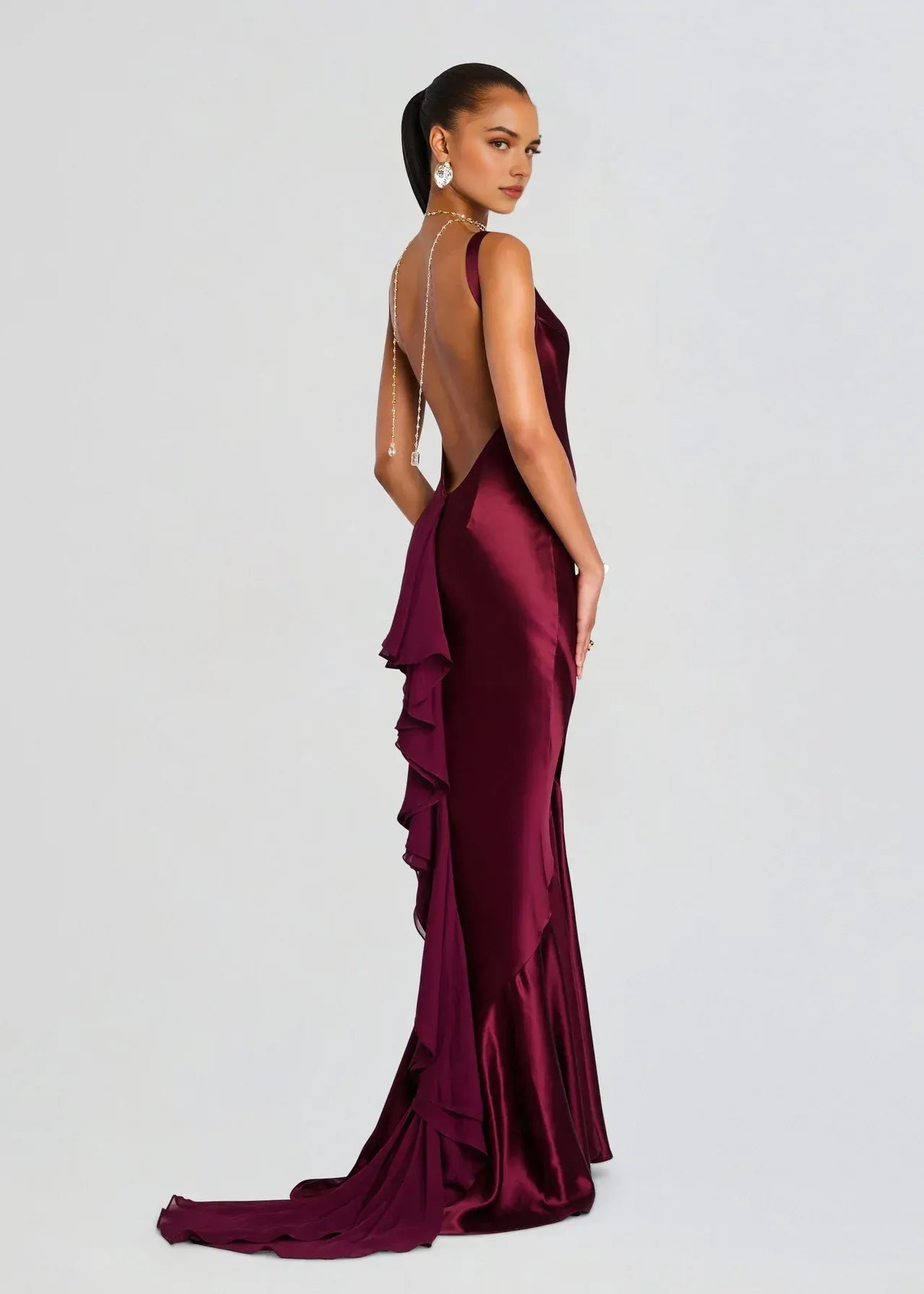 Gorgeous Mermaid Boat Neck Sleeveless Ruffled Back Floor Length Plus Size Evening Dress