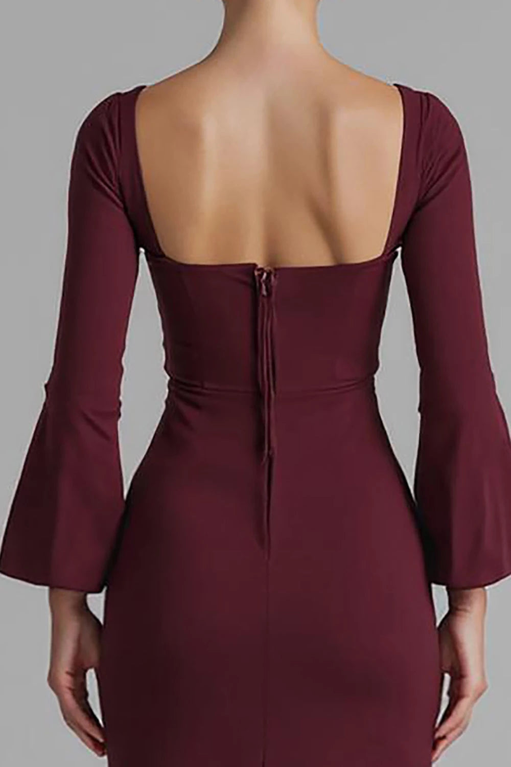 Gorgeous Mermaid Deep V Neck Bell Sleeve Zipper Back Evening Dress Homecoming Dress