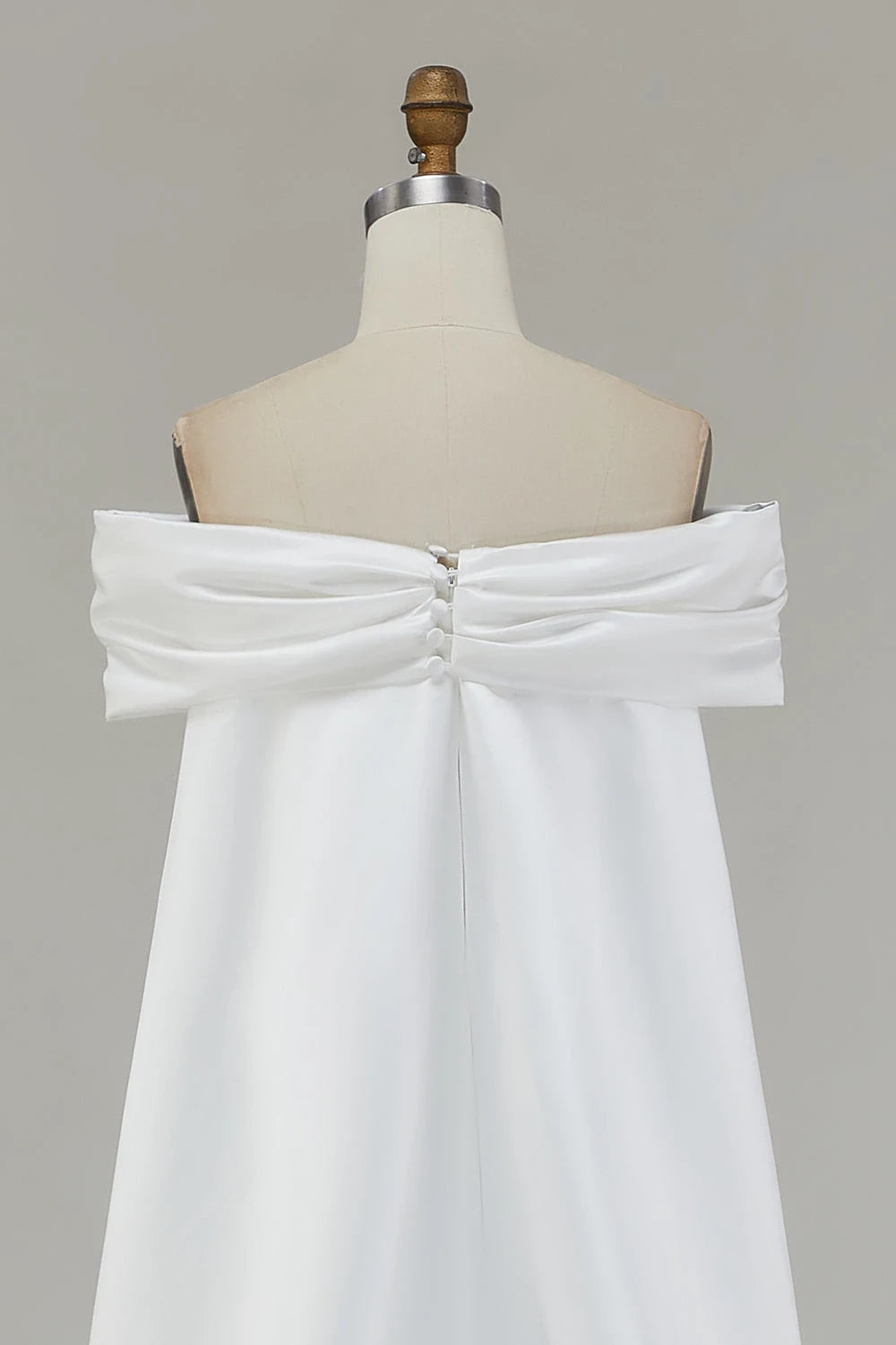 Gorgeous Mermaid Off Shoulder Bow Detailed Cape Sleeve Zipper Back Floor Length Wedding Dress