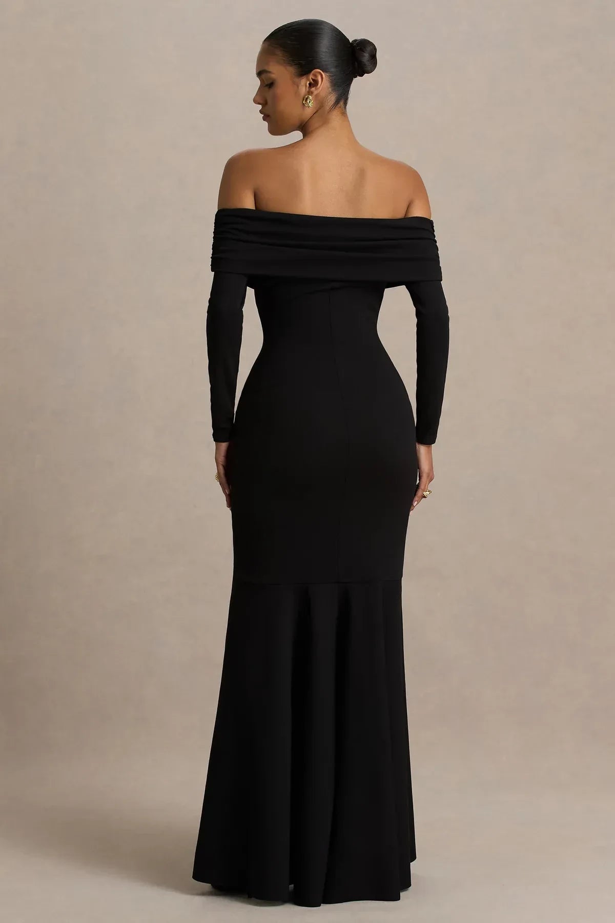 Gorgeous Mermaid Off Shoulder Long Sleeve Zipper Back Floor Length Evening Dress