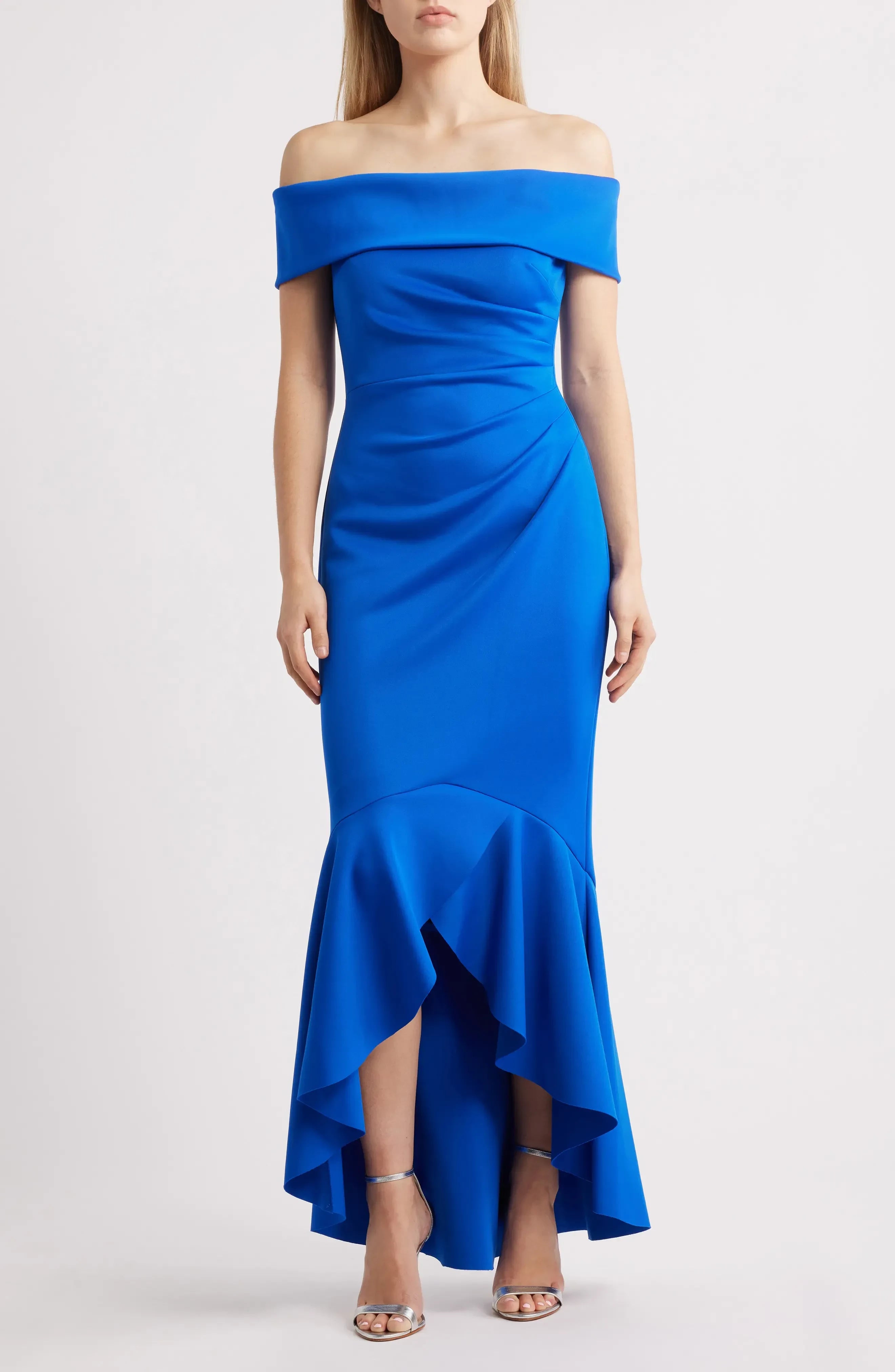 Gorgeous Mermaid Off Shoulder Sleeveless Solid Back Floor Length Evening Dress