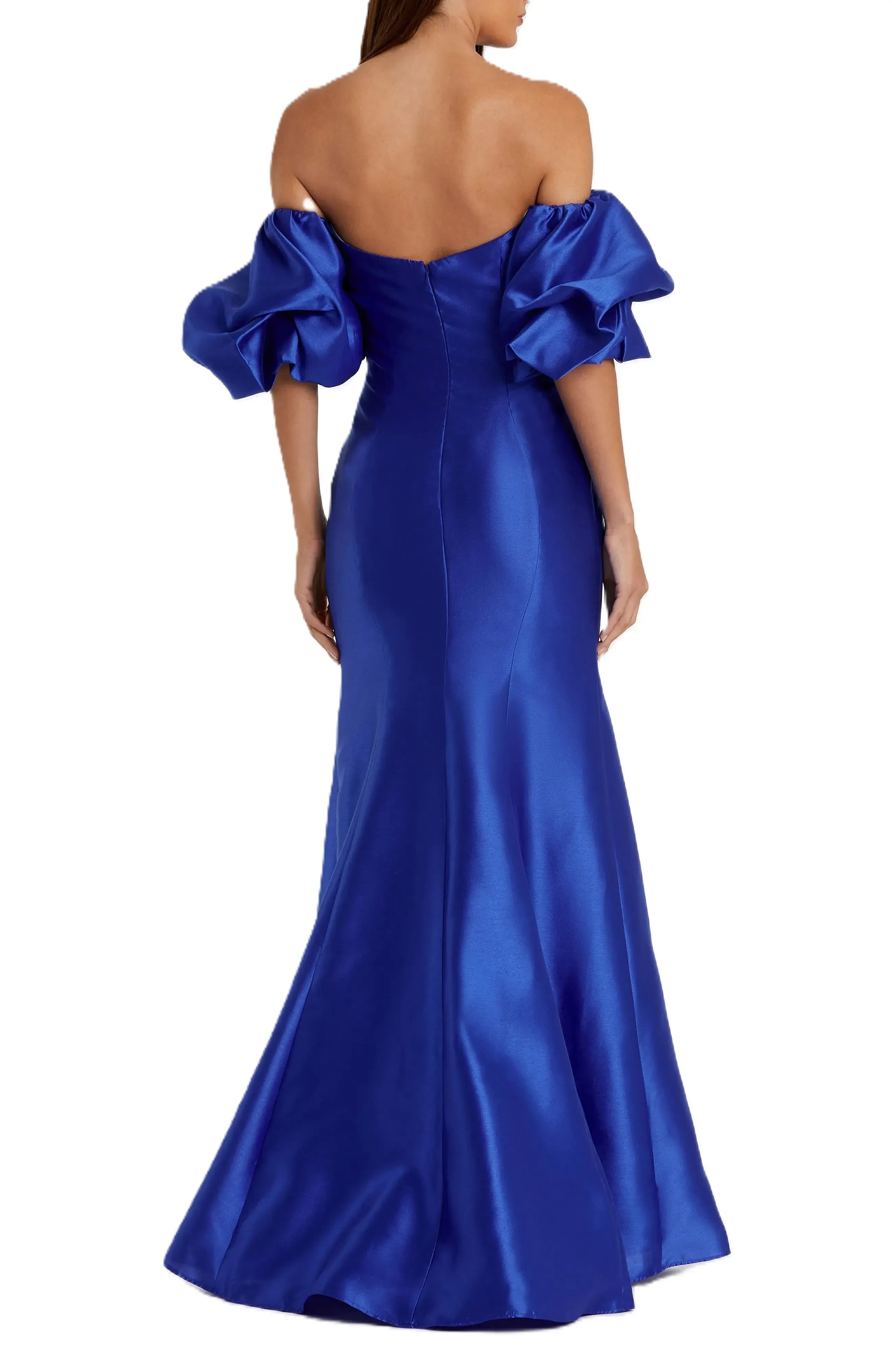 Gorgeous Mermaid Off The Shoulder Puff Sleeve Open Back Floor Length Party Dress